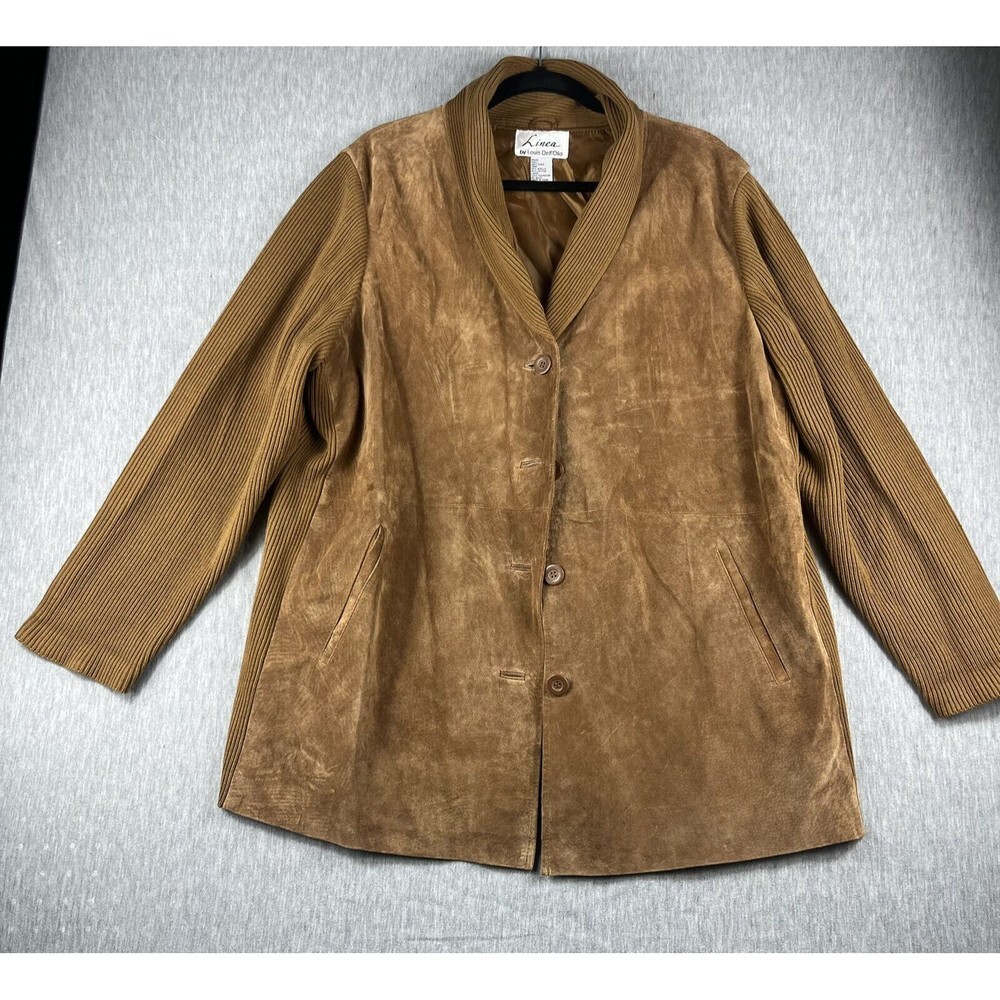 Línea By Louis Dell’Olió 100% Suede Jacket Tan Button Up Size 1X